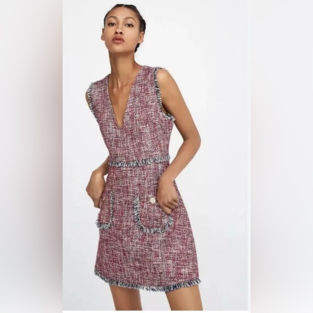Zara Red Sheath Mini Dress V-neck Sleeveless